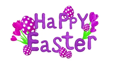 Happy Easter title in Clay. Alpha matte. 4K Video stock 72792614