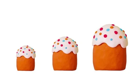 Happy Easter title in Clay. Easter cake. Alpha matte. 4K Stock Footage 72792801