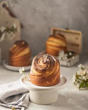 Happy easter. Traditional Easter cake , homemade kraffin with raisins,candied Stock Photos