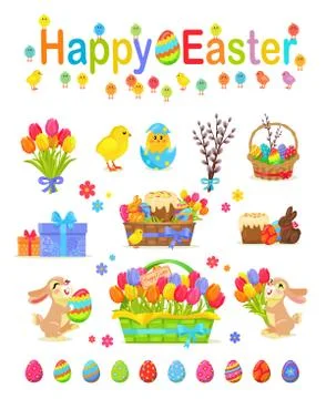 Happy Easter Traditional Elements Concept Poster イラスト素材