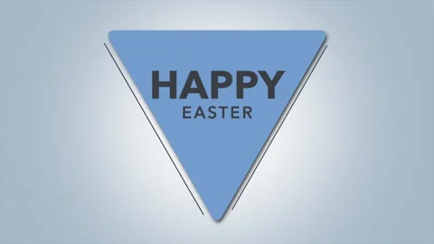 Happy Easter with triangle in shades of blue on light blue background Video stock 260917553