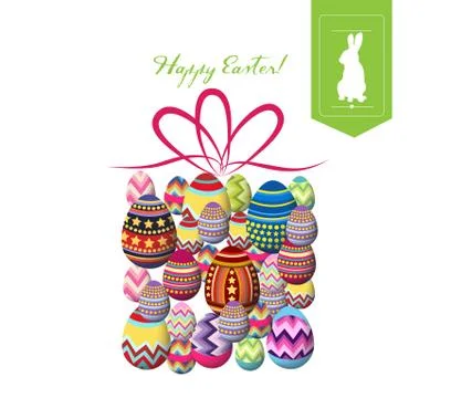 Happy easter typographical and gift eggs background Stock Illustration