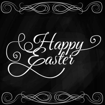 Happy Easter Typographical Background On Blackboard Stock Illustration