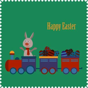 Happy Easter Typographical Background With Bunny Stock Illustration