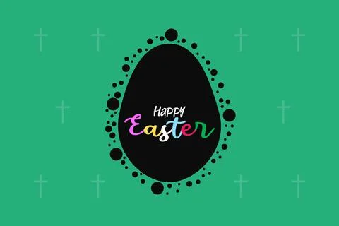 Happy Easter typography on black the egg. Stock Illustration