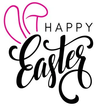 Happy Easter Typography with Bunny Ears Vector Design Stock Illustration