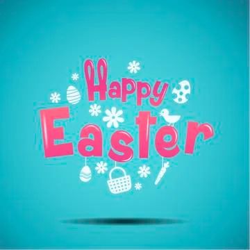 Happy easter, typography, bunny, egg Stock Illustration