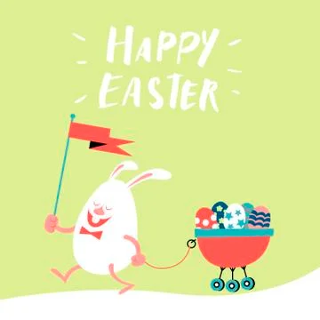 Happy easter, typography, cartoon charactor 스톡 일러스트