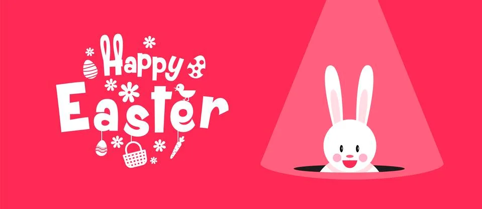 Happy easter, typography, cartoon charactor イラスト素材