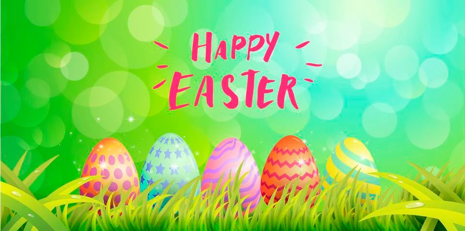 Happy Easter Typography, egg paint , magic Background With Bunny Stock Illustration