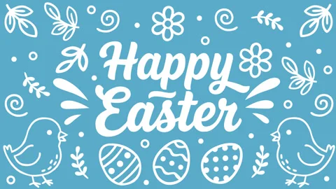 Happy Easter Typography with Eggs and Birds Background Video stock 331609608