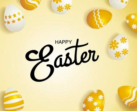 Happy easter, Typography , gold background, eggs Stock Illustration