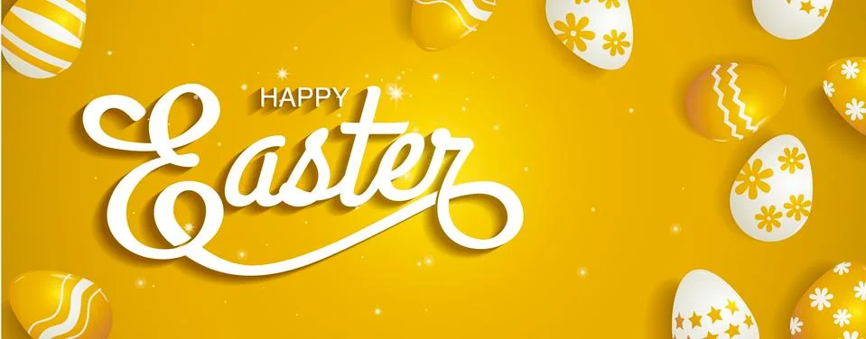 Happy easter, Typography , gold background, eggs Stock Illustration