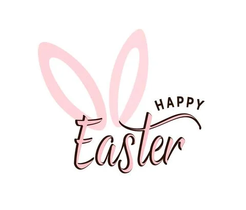 Happy Easter typography text vector illustration with cute pink bunny ears Stock Illustration