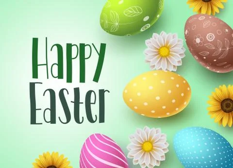 Happy easter vector background design with colorful easter eggs Illustrazione stock