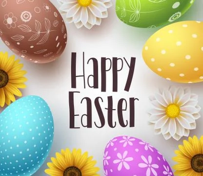 Happy easter vector background design template with greeting typography Stock Illustration