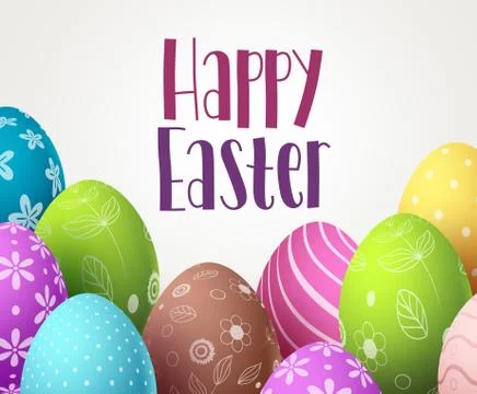 Happy easter vector background design with colorful eggs Stock Illustration