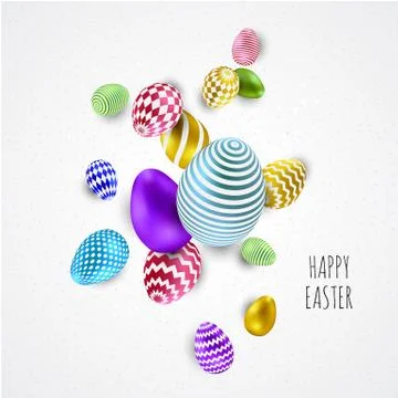 Happy easter vector background design template with colorful easter eggs Stock Illustration