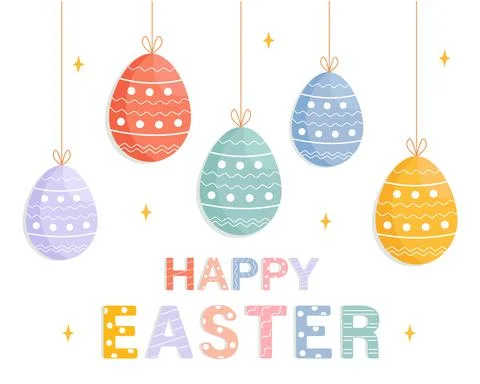 Happy Easter, vector banner with easter eggs Stock Illustration