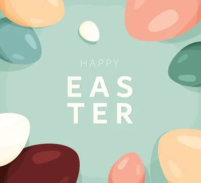 Happy Easter vector card background. Greeting pattern with color easter eggs in Stock Illustration