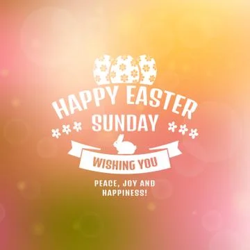 Happy Easter! Vector card with blurred background. Stock Illustration