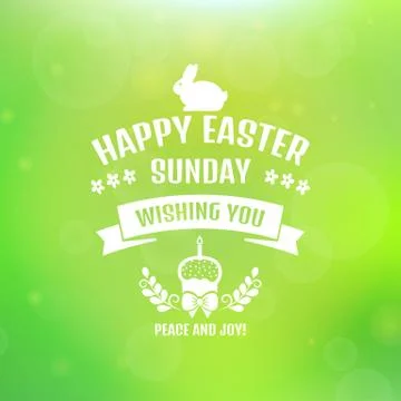 Happy Easter! Vector card with blurred background. Stock Illustration
