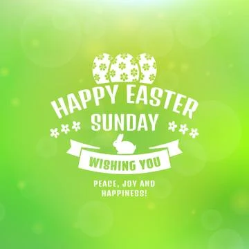Happy Easter! Vector card with blurred background. Stock Illustration