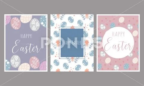 Happy Easter vector card set Illustrazione stock