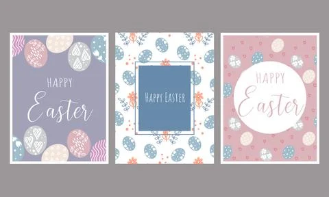 Happy Easter vector card set Stock Illustration