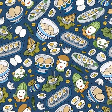 Happy Easter vector cartoon seamless pattern Stock Illustration