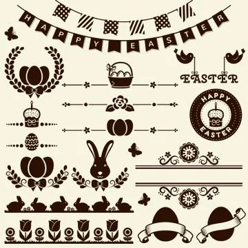 Happy Easter! Vector design elements. 库存插图