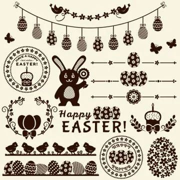 Happy Easter! Vector design elements. Illustrazione stock