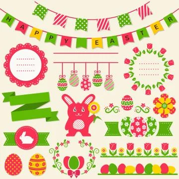 Happy Easter! Vector design elements. 库存插图