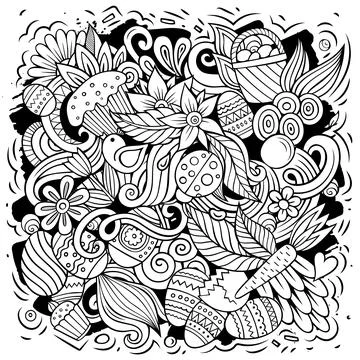 Happy Easter vector doodles illustration. Illustrazione stock