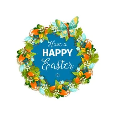 Happy Easter vector floral greeting card Stock Illustration