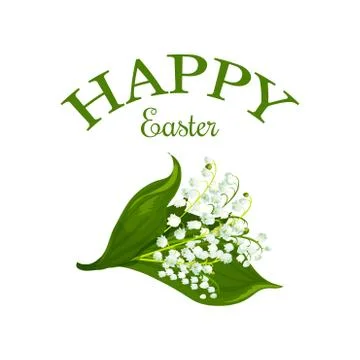 Happy Easter vector floral lily bunch icon Stock Illustration