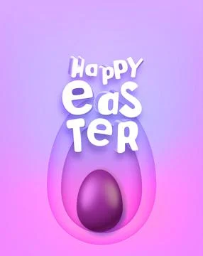 Happy Easter vector greeting card with 3d text Stock-Illustration