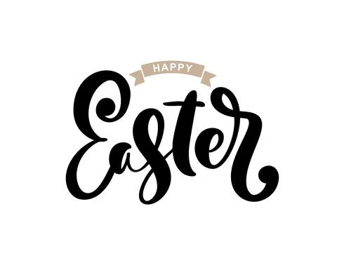 Happy Easter Vector Hand drawn lettering text for Greeting Card. Typographical 스톡 일러스트