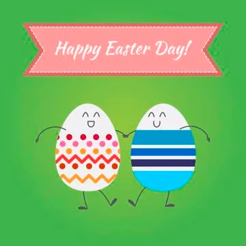 Happy easter, vector happy eggs in eps Stock Illustration