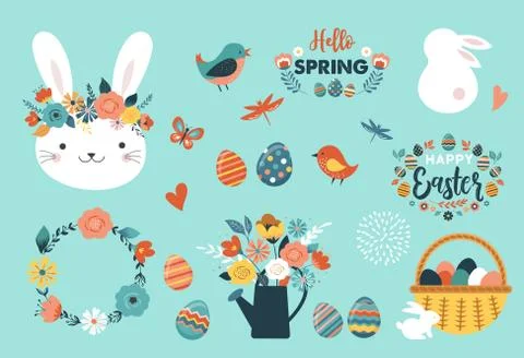 Happy Easter vector illustration, greeting card, poster Stock Illustration