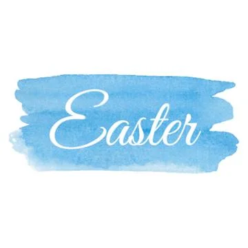 Happy Easter vector illustration hand drawn circle icon, written text on wate Stock Illustration