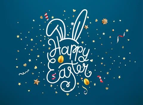 Happy Easter vector illustration with lettering inscription Stock Illustration