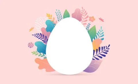 Happy Easter vector illustration, miniature people, families and giant egg Stock Illustration