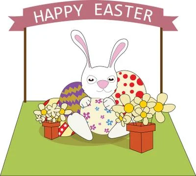 Happy, easter, vector, illustrator, illustration, eggs, happy easter Stock Illustration