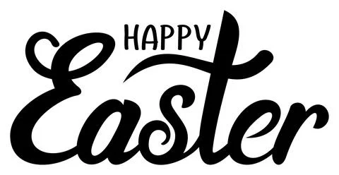 Happy Easter vector lettering in Black. White isolated background. Stock Illustration