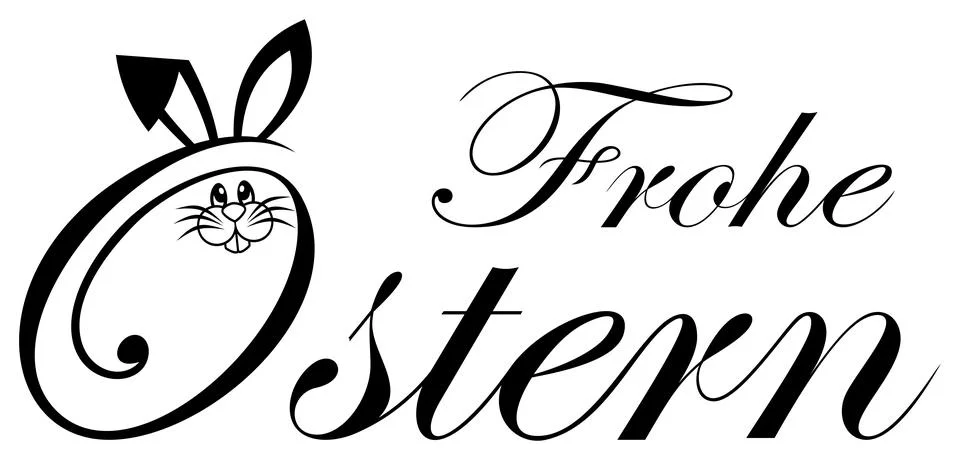 Happy Easter vector lettering in German language in Black with Bunny. Stockillustratie