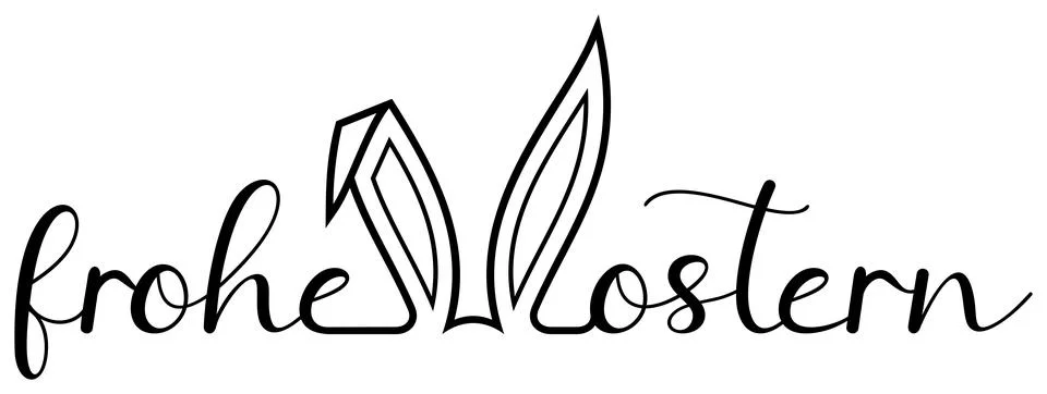 Happy Easter vector lettering in German language in Black with Bunny Ear. Stock Illustration