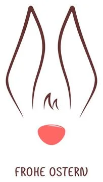 Happy Easter vector lettering in German language in Brown and pink with Bunny. 스톡 일러스트