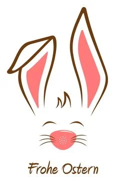 Happy Easter vector lettering in German language in Brown and pink with Bunny. Stock Illustration
