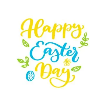 Happy Easter vector lettering. Hand drawn easter greeting card. Stock Illustration